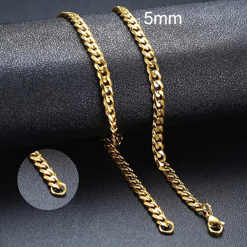 3-11Mm Cuban Chain Necklaces for Men Women,Punk Stainless Steel Curb Link Chain Collar,Jewelry Gift for Dad Husband BFF Birthday