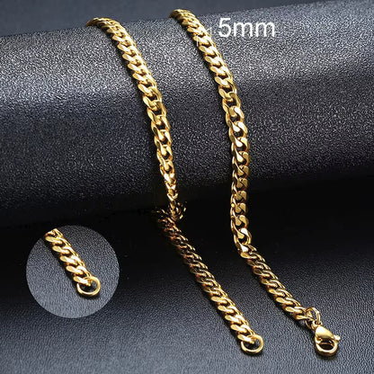 3-11Mm Cuban Chain Necklaces for Men Women,Punk Stainless Steel Curb Link Chain Collar,Jewelry Gift for Dad Husband BFF Birthday