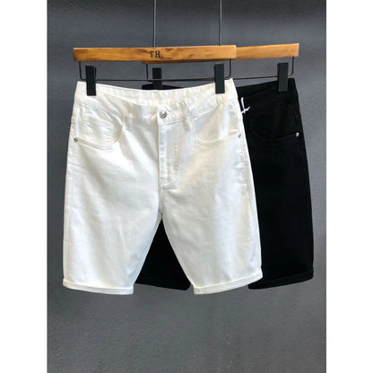 Summer Luxury New Arrival White Streetwear Korean Fashion Slim Jeans for Men Stretchable Fabric Casual Wear Men'S Jeans Shorts