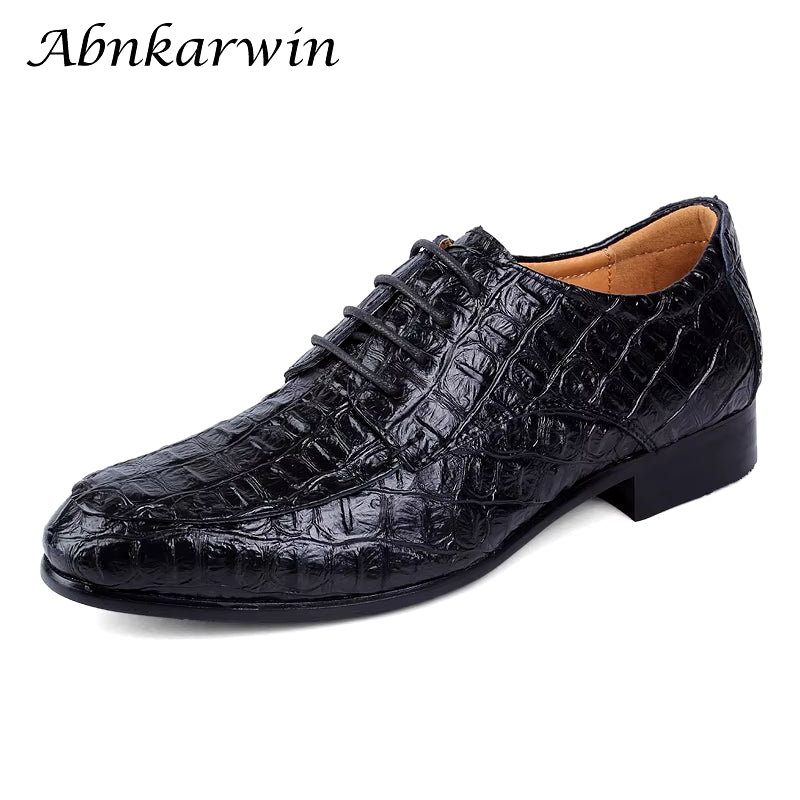 Autumn Winter Crocodile Pattern Designer Mens Dress Shoes Formal Office Business Luxury Brand Italian Style Black Brown Big Size