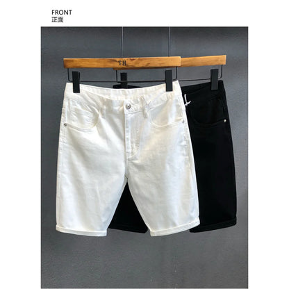 Summer Luxury New Arrival White Streetwear Korean Fashion Slim Jeans for Men Stretchable Fabric Casual Wear Men'S Jeans Shorts