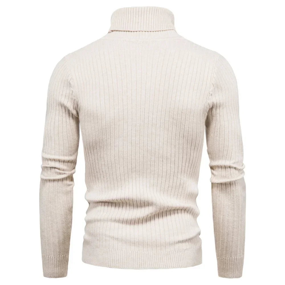 Autumn and Winter Turtleneck Warm Fashion Solid Color Sweater Men'S Sweater Slim Pullover Men'S Knitted Sweater Bottoming Shirt