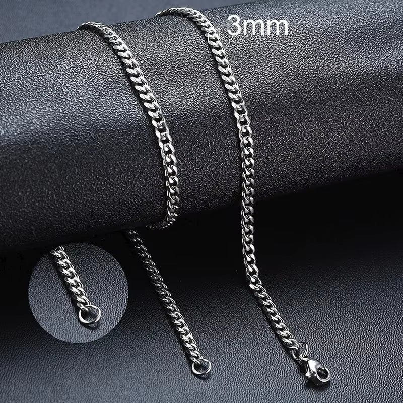 3-11Mm Cuban Chain Necklaces for Men Women,Punk Stainless Steel Curb Link Chain Collar,Jewelry Gift for Dad Husband BFF Birthday