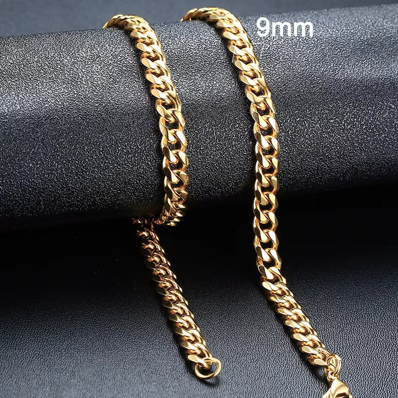 3-11Mm Cuban Chain Necklaces for Men Women,Punk Stainless Steel Curb Link Chain Collar,Jewelry Gift for Dad Husband BFF Birthday