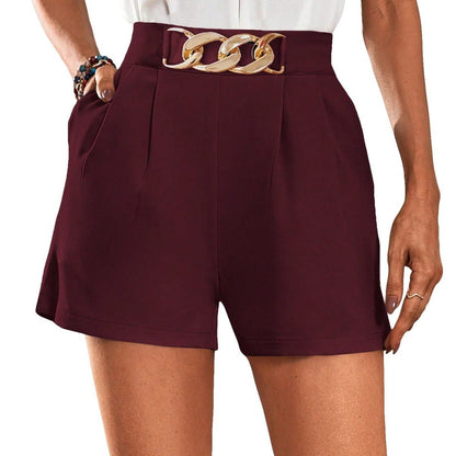 Casual Women's Elegant High Waist Crimp Straight Leg Shorts