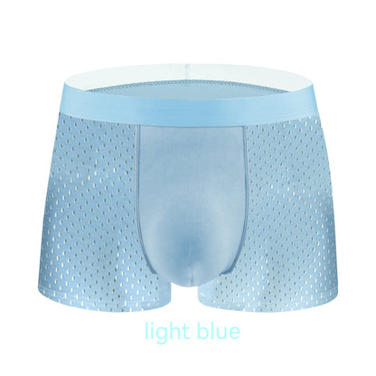 Men's Ice Silk Mesh See Through Breathable Boxer Briefs