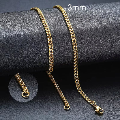 3-11Mm Cuban Chain Necklaces for Men Women,Punk Stainless Steel Curb Link Chain Collar,Jewelry Gift for Dad Husband BFF Birthday