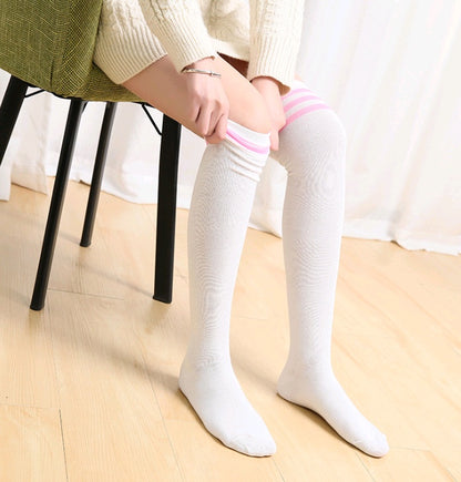 Ladies' Socks Spring and Autumn Stripes Three Bars College Wind Socks Japanese Over-the-Knee Socks Women