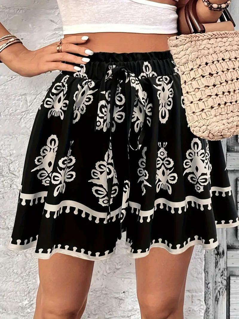 Women's Fashion Positioning Printing Casual Wide-leg Shorts