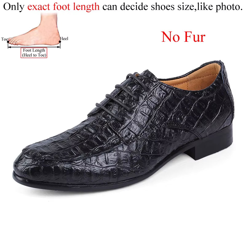 Autumn Winter Crocodile Pattern Designer Mens Dress Shoes Formal Office Business Luxury Brand Italian Style Black Brown Big Size