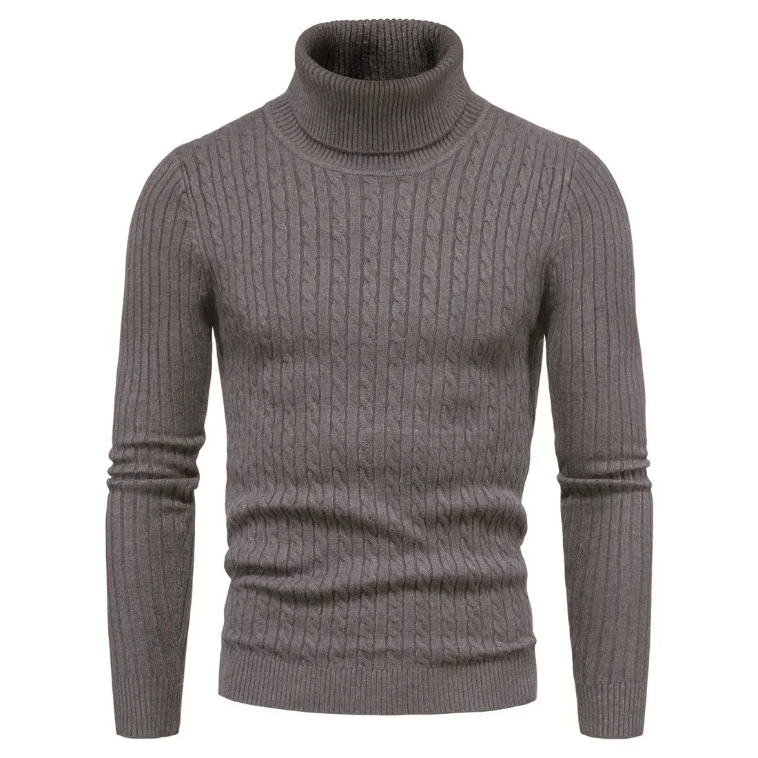 Autumn and Winter Turtleneck Warm Fashion Solid Color Sweater Men'S Sweater Slim Pullover Men'S Knitted Sweater Bottoming Shirt